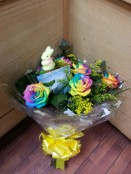 Spray of rainbow roses